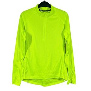 Canari High Vis 1/4 Zip Cycling Jersey Womens M Long Sleeve Back Pockets Stretch